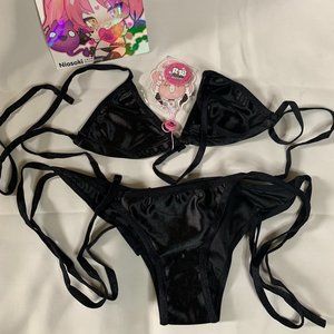 NWT Niosoki Moonlight Tiny Rave Wear String Bikini Black Size L - Very Small